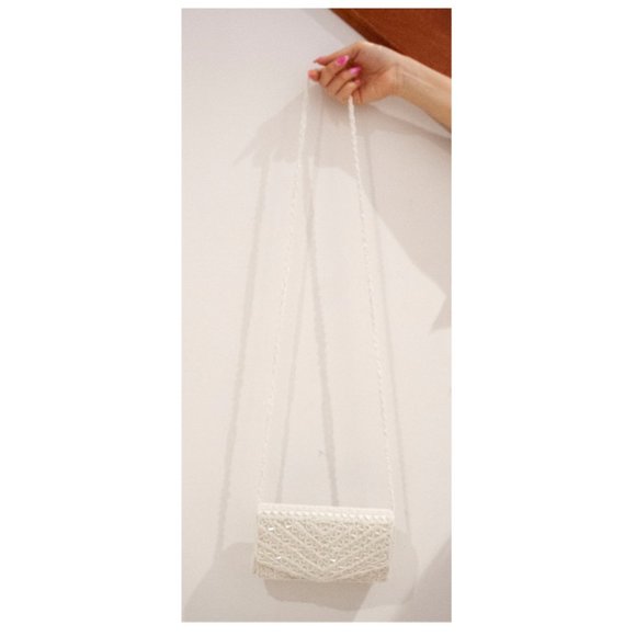 VINTAGE - BIJOUX TERNER White Beaded Evening Bag Clutch - Picture 4 of 7